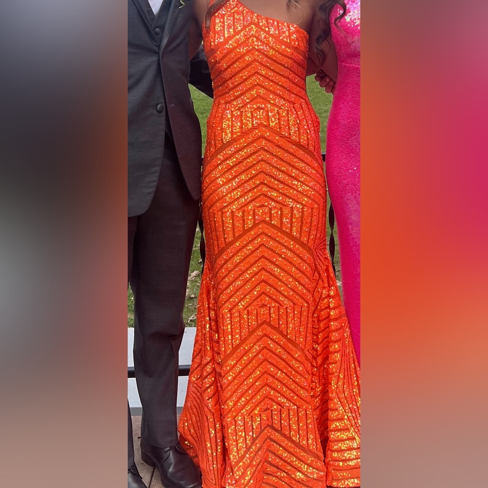 Orange Jovani one strap dress size 4
